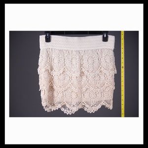 Cream Colored Lace Mini Skirt
